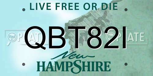 QBT82I New Hampshire License Plate