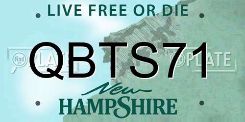 QBTS71 New Hampshire License Plate
