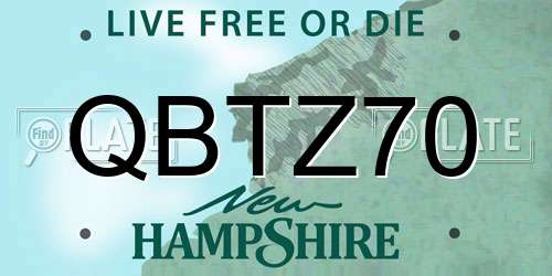 QBTZ70 New Hampshire License Plate