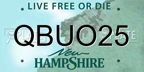 QBUO25 New Hampshire License Plate
