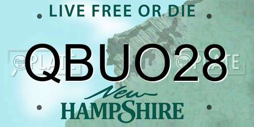 QBUO28 New Hampshire License Plate