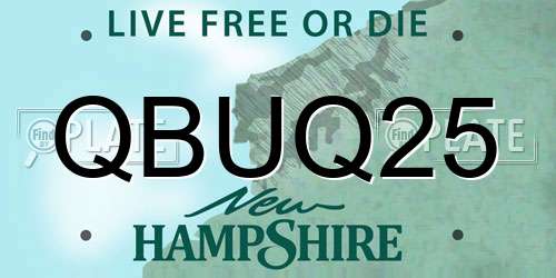 QBUQ25 New Hampshire License Plate
