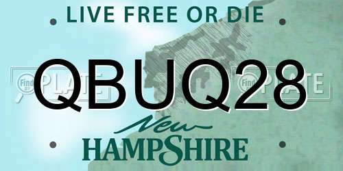 QBUQ28 New Hampshire License Plate