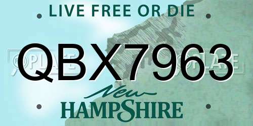 QBX7963 New Hampshire License Plate