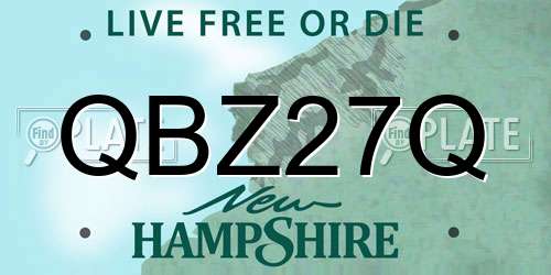QBZ27Q New Hampshire License Plate