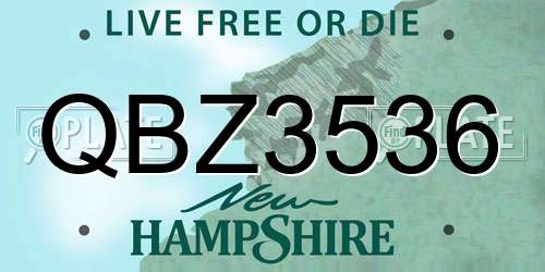 QBZ3536 New Hampshire License Plate