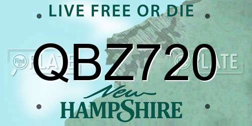 QBZ720 New Hampshire License Plate