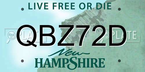 QBZ72D New Hampshire License Plate
