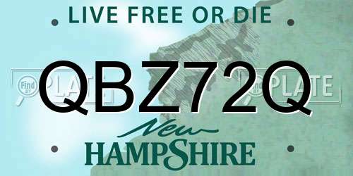 QBZ72Q New Hampshire License Plate