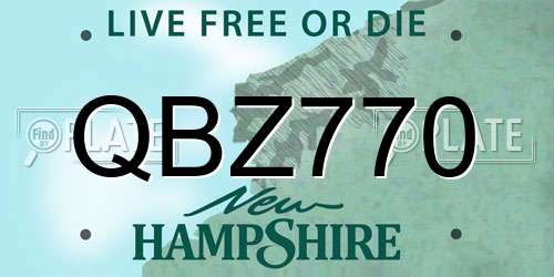 QBZ770 New Hampshire License Plate