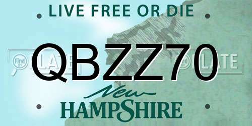 QBZZ70 New Hampshire License Plate