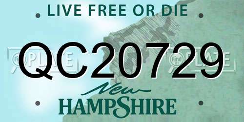 QC20729 New Hampshire License Plate