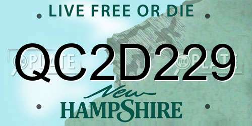 QC2D229 New Hampshire License Plate