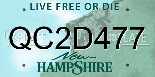 QC2D477 New Hampshire License Plate