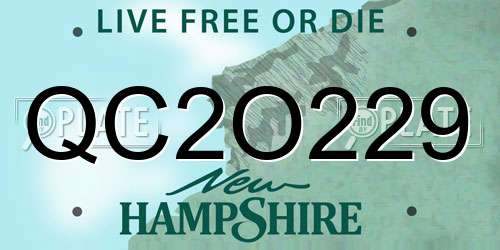 QC2O229 New Hampshire License Plate