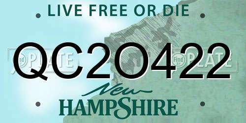 QC2O422 New Hampshire License Plate