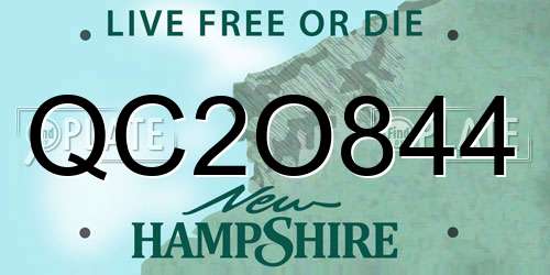 QC2O844 New Hampshire License Plate