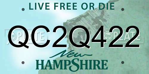 QC2Q422 New Hampshire License Plate