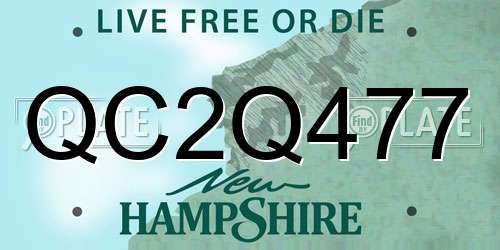 QC2Q477 New Hampshire License Plate