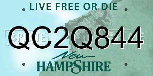 QC2Q844 New Hampshire License Plate