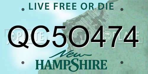 QC5O474 New Hampshire License Plate