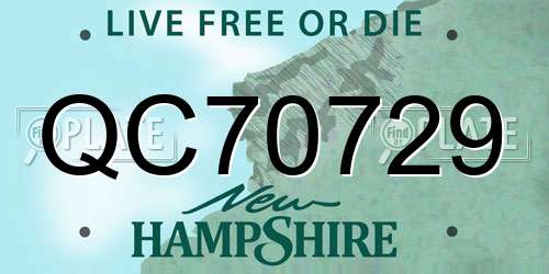 QC70729 New Hampshire License Plate
