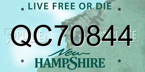 QC70844 New Hampshire License Plate