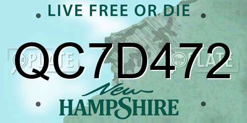 QC7D472 New Hampshire License Plate