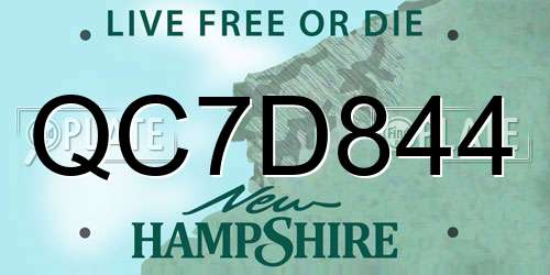 QC7D844 New Hampshire License Plate