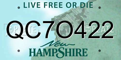 QC7O422 New Hampshire License Plate