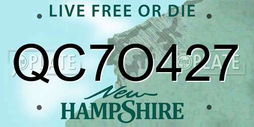 QC7O427 New Hampshire License Plate