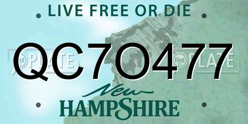 QC7O477 New Hampshire License Plate