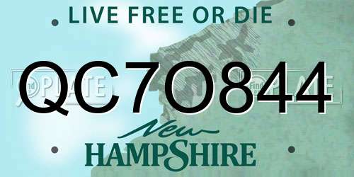QC7O844 New Hampshire License Plate
