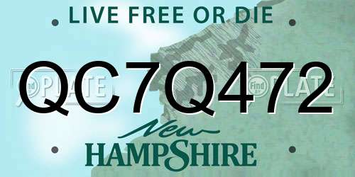 QC7Q472 New Hampshire License Plate
