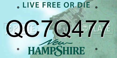 QC7Q477 New Hampshire License Plate