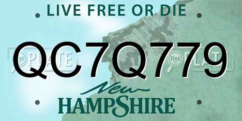 QC7Q779 New Hampshire License Plate