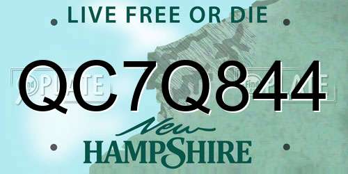QC7Q844 New Hampshire License Plate