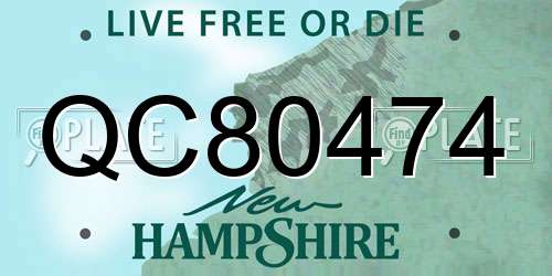 QC80474 New Hampshire License Plate
