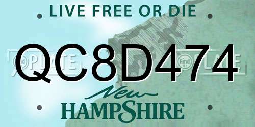 QC8D474 New Hampshire License Plate