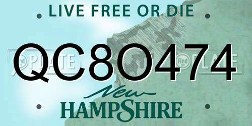 QC8O474 New Hampshire License Plate