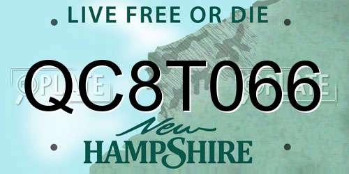 QC8T066 New Hampshire License Plate