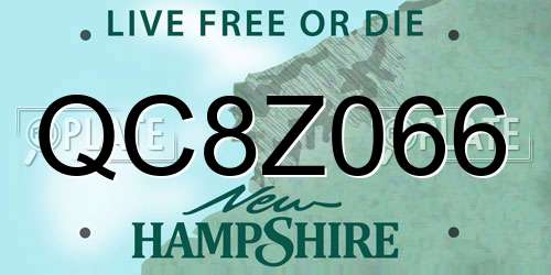 QC8Z066 New Hampshire License Plate