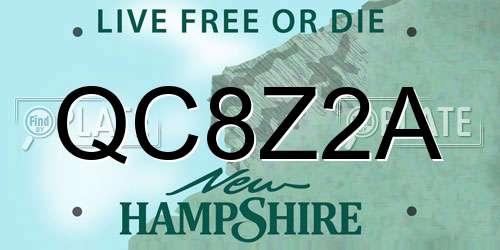 QC8Z2A New Hampshire License Plate