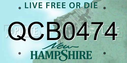 QCB0474 New Hampshire License Plate
