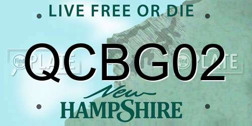 QCBG02 New Hampshire License Plate