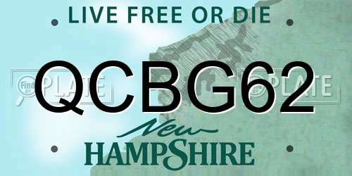 QCBG62 New Hampshire License Plate