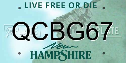 QCBG67 New Hampshire License Plate