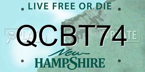 QCBT74 New Hampshire License Plate