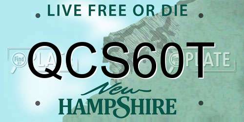QCS60T New Hampshire License Plate