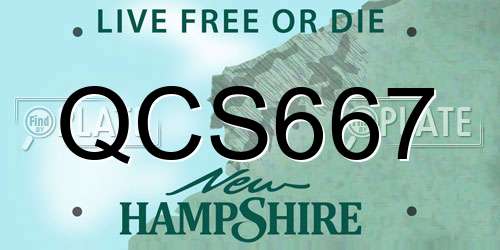 QCS667 New Hampshire License Plate